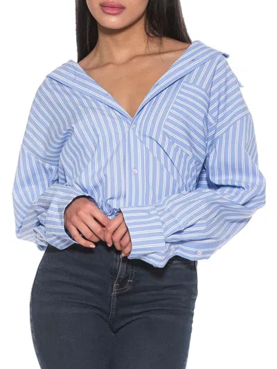 Alexia Admor Women's Tammi Striped Cotton Button Up Shirt In Blue Stripe