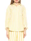 Alexia Admor Tammi Oversize Stripe Boyfriend Button-up Shirt In Yellow Stripe