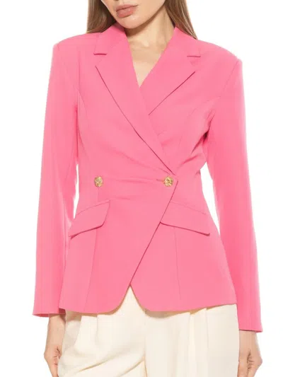 Alexia Admor Women's Tansy Draped Double Breasted Blazer In Hot Pink