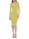 Alexia Admor Tanya Twist Front Cutout Midi Dress In Chartreuse