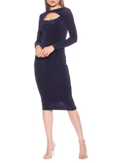 Alexia Admor Women's Tanya Twist Front Midi Bodycon Dress In Lapis