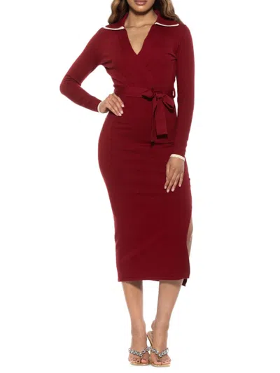 Alexia Admor Women's Tatiana Slit Bodycon Midi Dress In Burgundy