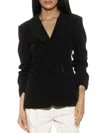 Alexia Admor Ruched Sleeve One-button Blazer In Black