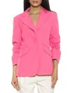 Alexia Admor Ruched Sleeve One-button Blazer In Hot Pink