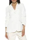 Alexia Admor Ruched Sleeve One-button Blazer In Ivory