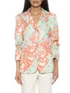 Alexia Admor Ruched Sleeve One-button Blazer In Rose Multi