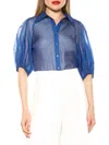 Alexia Admor Billie Floral Button-up Shirt In Navy