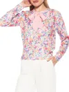 Alexia Admor Calix Floral Tie Neck Button Front Cardigan In Floral Multi