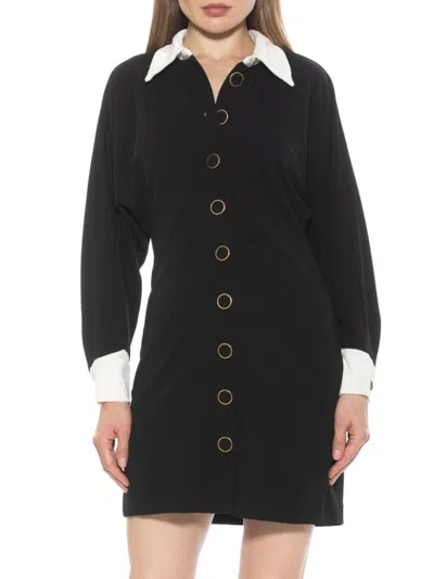 Alexia Admor Women's Velvette Contrast Collar Mini Dress In Black Ivory