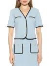 Alexia Admor Women's Willa Embroidered Edge Jacket In Halogen Blue
