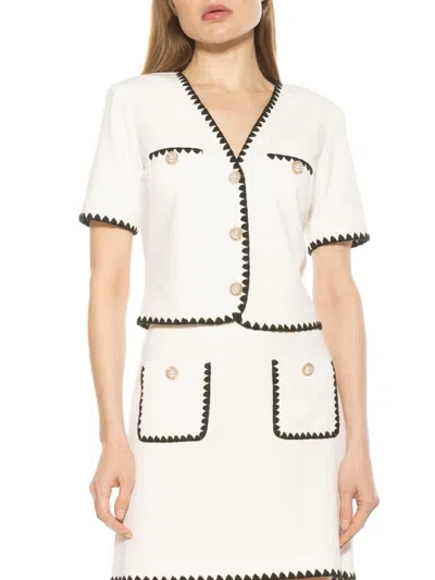 Alexia Admor Women's Willa Embroidered Edge Jacket In White