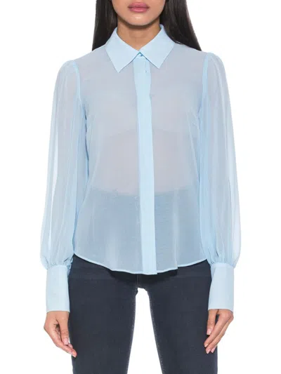 Alexia Admor Zayn Blouson Sleeve Button-up Shirt In Halogen Blue