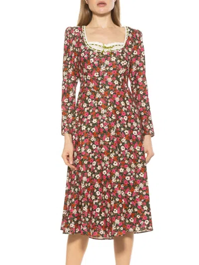 Alexia Admor Women's Zenaida Lace Trim Midi Dress In Ditzy Floral