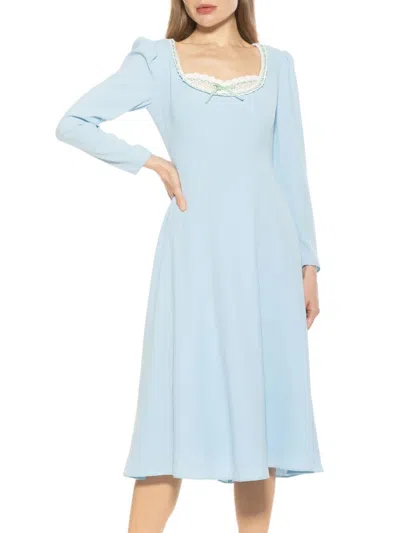 Alexia Admor Women's Zenaida Lace Trim Midi Dress In Halogen Blue