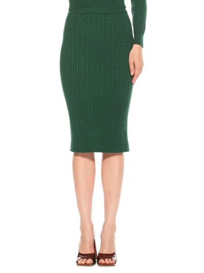 Alexia Admor Women's Zion Cable Knit Pencil Skirt In Midnight Green