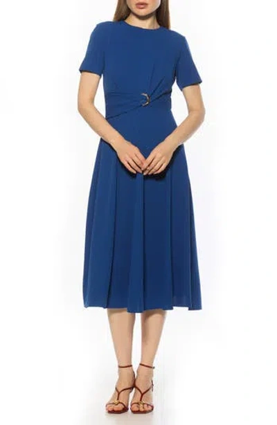 Alexia Admor Xi Gathered Waist Dress In Blue