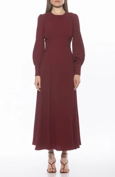 Alexia Admor Yesenia Long Sleeve Empire Waist Maxi Dress In Burgundy