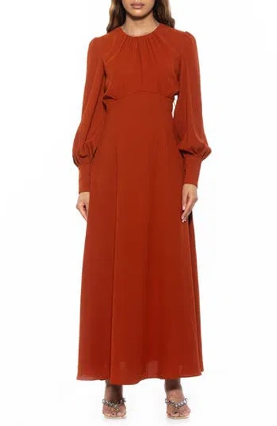 Alexia Admor Yesenia Long Sleeve Empire Waist Maxi Dress In Red