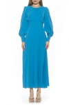 Alexia Admor Yesenia Long Sleeve Empire Waist Maxi Dress In Cerulean