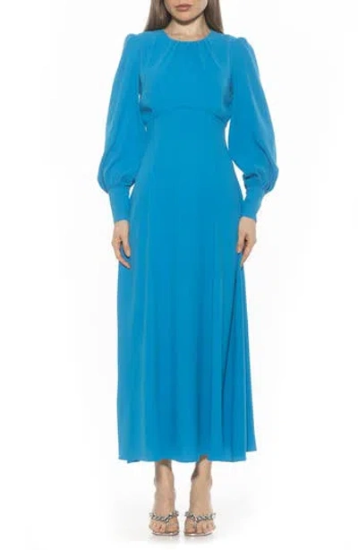 Alexia Admor Yesenia Long Sleeve Empire Waist Maxi Dress In Cerulean