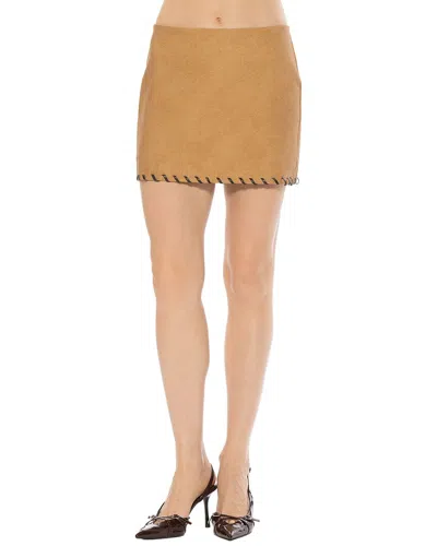 Alexia Admor Zaire Whipstitch Miniskirt In Brown