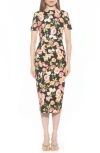 Alexia Admor Zayd Midi Sheath Dress In Black Floral