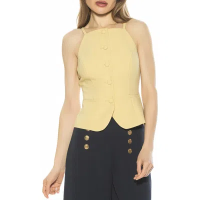 Alexia Admor Ziv Button Front Vest In Yellow
