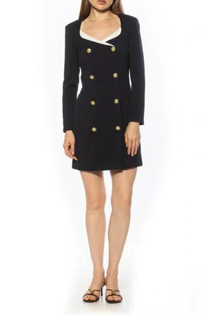 Alexia Admor Zuri Long Sleeve Double Breasted Blazer Dress In Blue