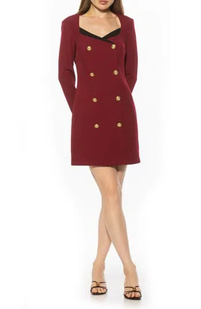 Alexia Admor Zuri Long Sleeve Double Breasted Blazer Dress In Burgundy