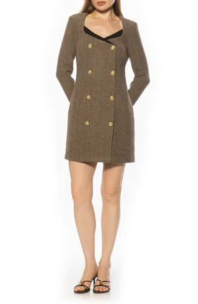 Alexia Admor Zuri Long Sleeve Double Breasted Tweed Blazer Dress In Green