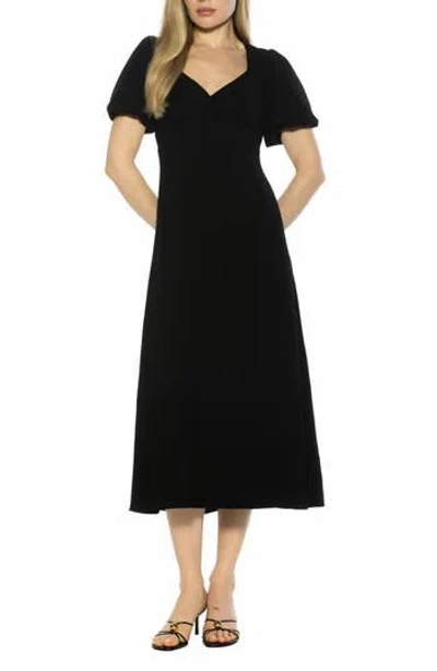 Alexia Admor Zuri Sweetheart Puff Sleeve Midi Dress In Black