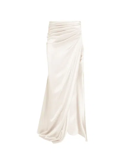 Alexia & Antonia Draped Side-slit Maxi Skirt In Animal Print