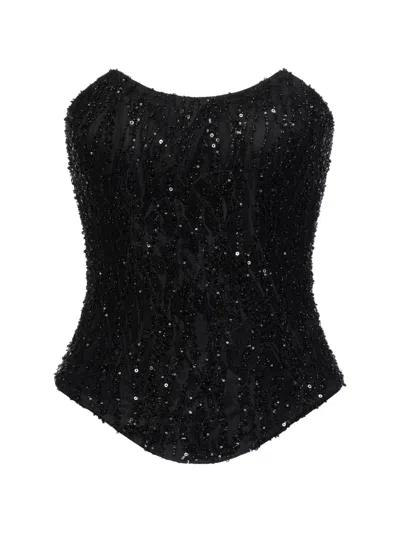 Alexia & Antonia Embellished Lace Corset In Black