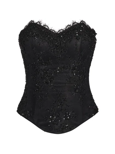 Alexia & Antonia Embellished Lace Sweetheart-neck Corset In Black