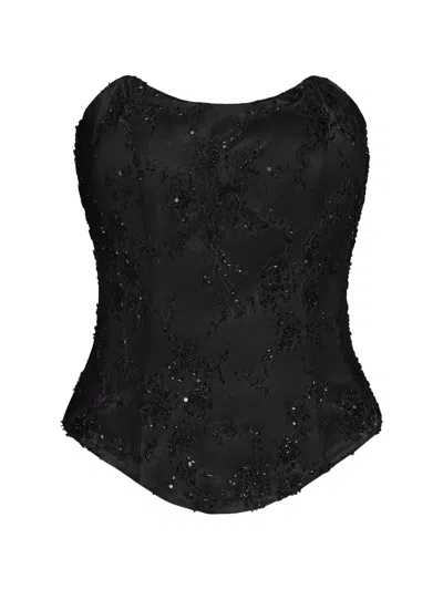 Alexia & Antonia Embellished Top In Black