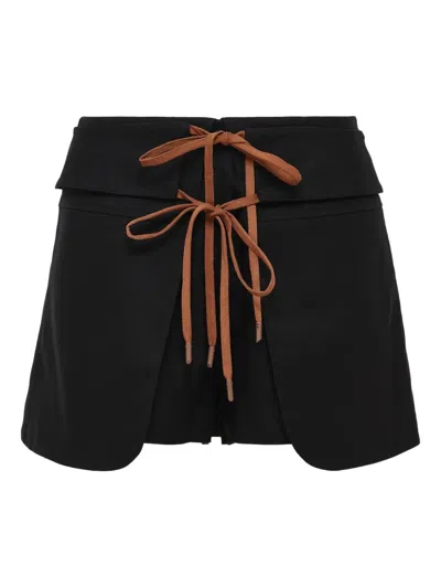 Alexia Lace-up High-waist Shorts In Black