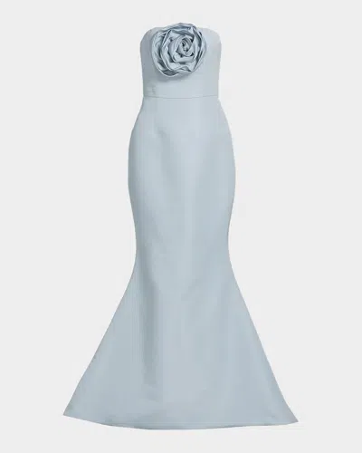 Alexia Maria Barbara Silk Faille Mermaid Gown In Blue