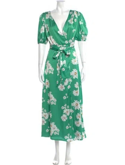 Pre-owned Alexia Maria Floral Print Long Dress W/ Tags In Green