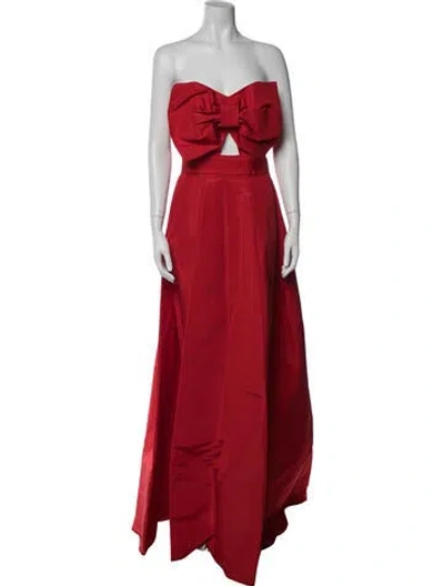Pre-owned Alexia Maria Silk Bow Accents Set In Red