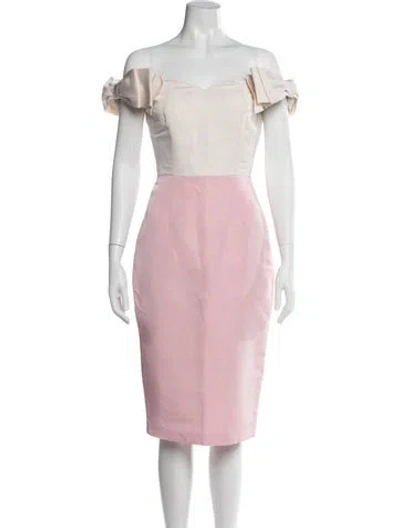 Pre-owned Alexia Maria Silk Knee-length Dress In Neutrals/pink