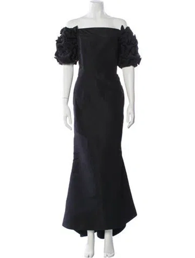 Pre-owned Alexia Maria Silk Long Dress In Black