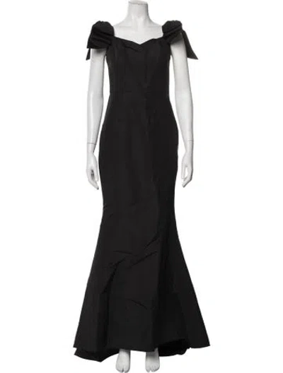 Pre-owned Alexia Maria Silk Long Dress In Black