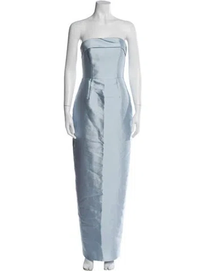 Pre-owned Alexia Maria Silk Long Dress In Blue