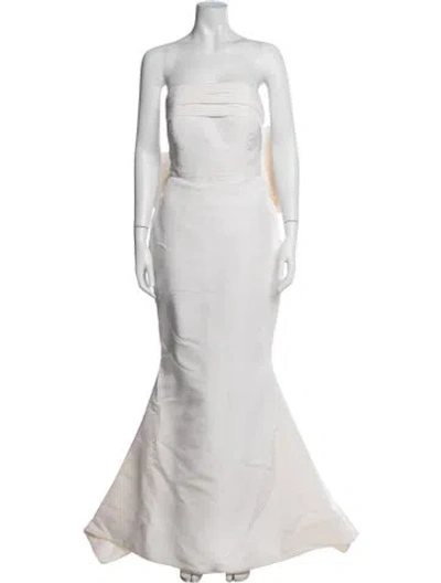 Pre-owned Alexia Maria Silk Long Dress In Neutrals