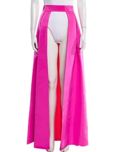 Pre-owned Alexia Maria Silk Long Skirt In Pink