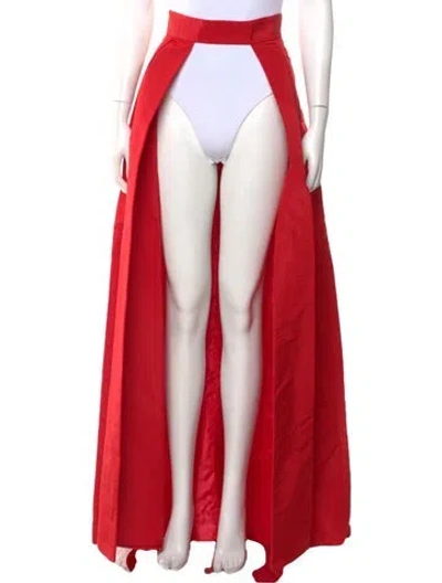 Pre-owned Alexia Maria Silk Long Skirt In Red