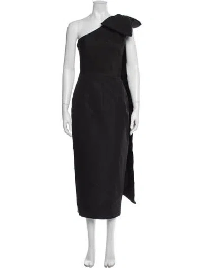 Pre-owned Alexia Maria Silk Midi Length Dress In Black
