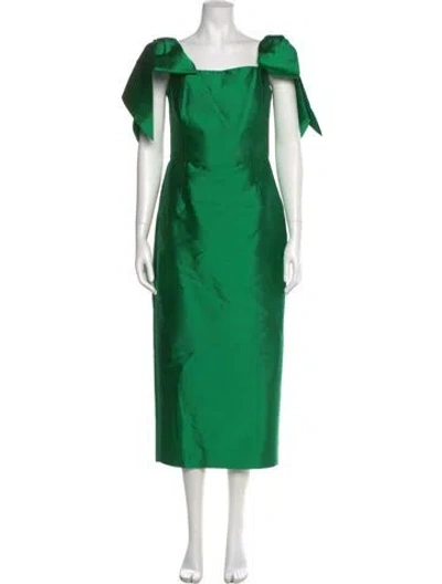 Pre-owned Alexia Maria Silk Midi Length Dress In Green