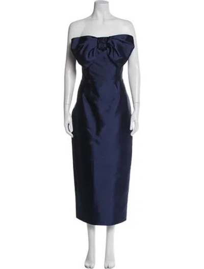 Pre-owned Alexia Maria Silk Midi Length Dress W/ Tags In Blue