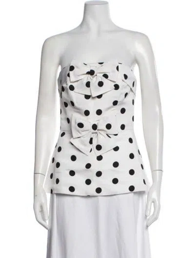 Pre-owned Alexia Maria Silk Polka Dot Print Top In White